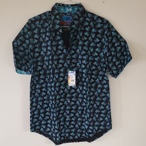 Robert Graham Men's Black And Blue Patterned Shirt